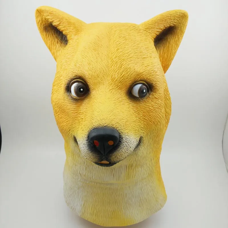 Cadılar bayramı Partisi Maskesi Sarı Köpek Başkanı Lateks Maske Hayvan Cospaly Fantezi Giydir Karnaval Maskesi