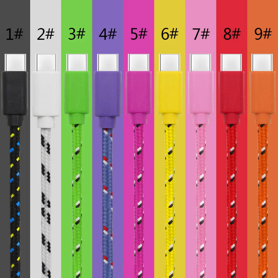 Cavo micro USB S8 S7 Cavi intrecciati in nylon ad alta velocità Ricarica dati di sincronizzazione di tipo C Cavi intrecciati in nylon durevoli da 3FT 6FT 10FT