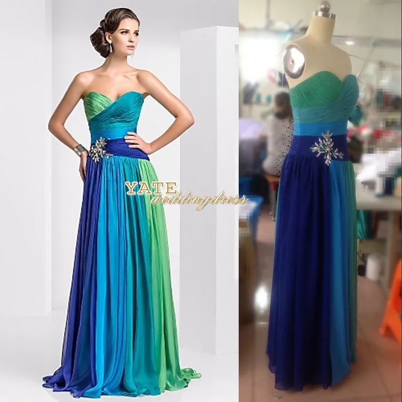 Auf Lager 49 $ Kostenloser Versand Trägerloses Empire-Chiffon-Rüschen Mehrfarbige Brautjungfernkleider mit Kristallen zum Schnüren Formelles Ballkleid unter 100