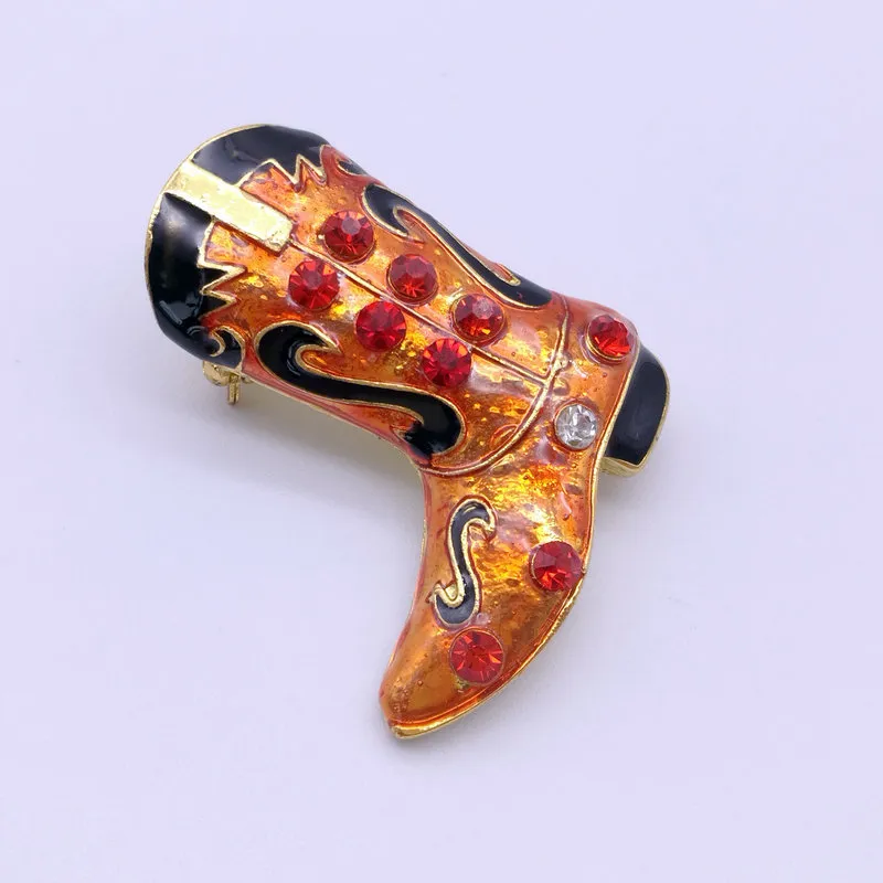 New Year Series Metal Drop Tape Drill Santa Claus Boots Dual-use Brooches Jewelry Gifts Christmas Decorative Brooches