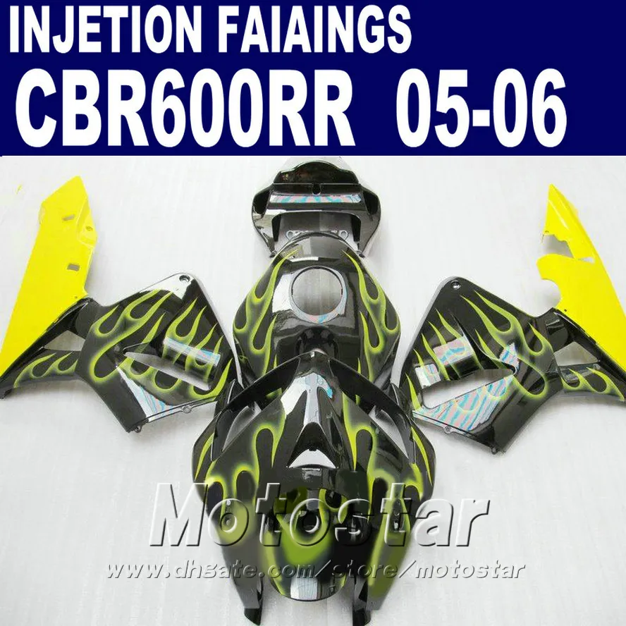 Gul flamma! Injektionsgjutning för Honda CBR 600 RR Fairing 2005 2006 CBR600RR 05 06 CBR 600RR Fairing Kit C9FE