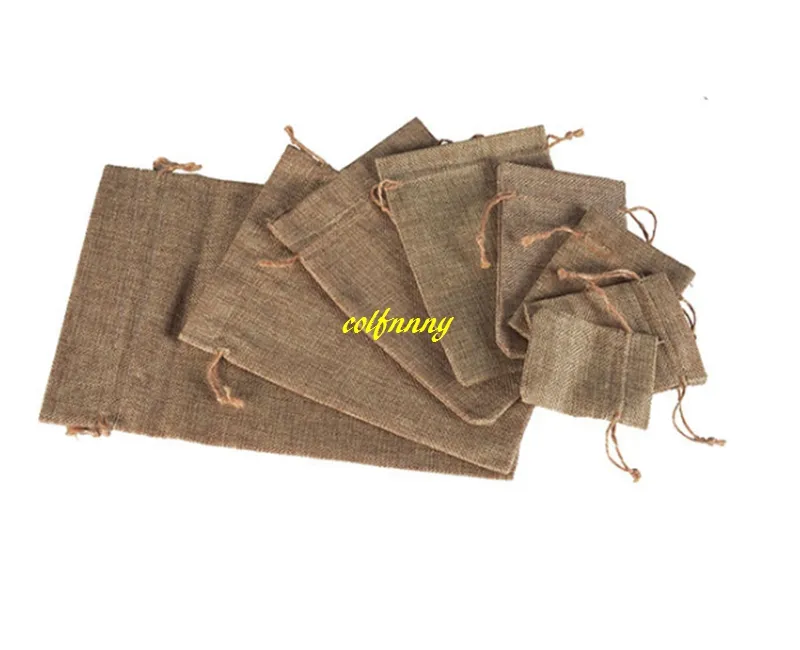 7*9cm 8*11cm 9*12cm 10x15cm 13*18 15*20cm 17*23cm 20*25cm 20*30cm 25*35cm Burlap Jute Drawstring Gift Jewelry Pouches Bags