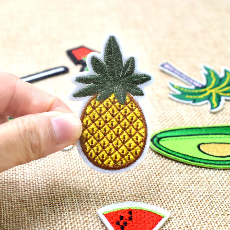 Fruit and Plant Embroidered Patches for Clothing Iron on Transfer Applique Patch for Bags Jeans DIY Sew on Embroidery Stick2312