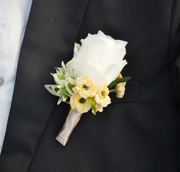 빈티지 신랑 Boutonniere 신랑 코사지 꽃 브로치 신랑 착용 액세서리 수제 맞춤 제작 일치하는 신부 손목 꽃 가능