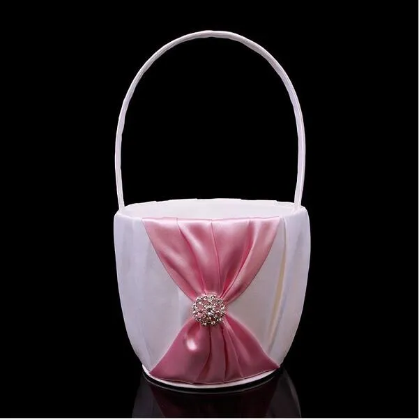 2020 New Fashion Royal Blue White Pink Bow Wedding Supplies Flower Girl Basket For Wedding Supplies2168968