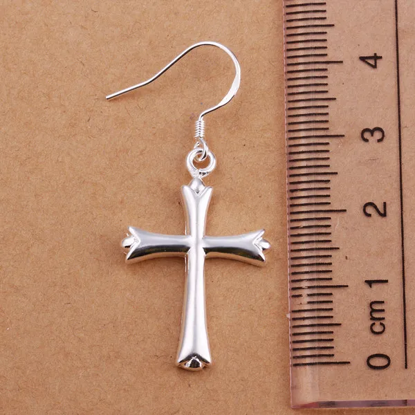 Brand New Sterling Silver Plated Cross Örhängen DFMSE305, Kvinnors 925 Silver Dangle Chandelier Earrings Factory Direct