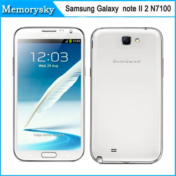 Samsung Galaxy Note II N7100 5.5inch Dört çekirdekli 2G 16GB Yenilenmiş Cep telefonları 8.0MP Kamera GPS WiFi Android 4.1 işletim sistemi Cep Telefonu DHL Ücretsiz