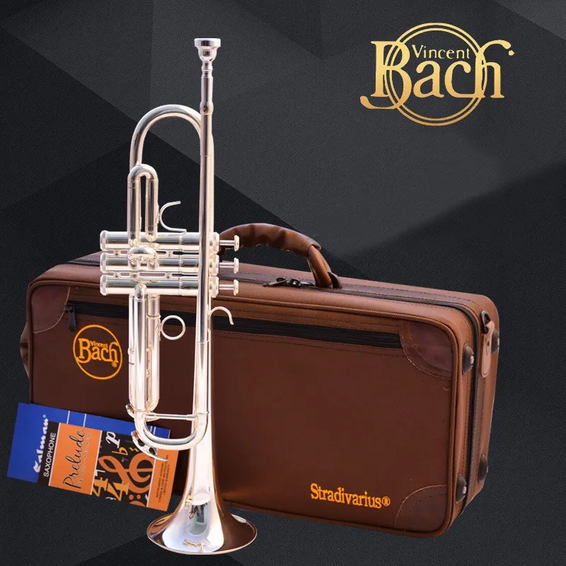 Yeni Satmak Profesyonel Bach LT190S-77 Bb Trompet Gümüş Kaplama Sarı Pirinç Aletler Bb Trompet Popüler Müzikal Enstrüman Gerçekleştirmek
