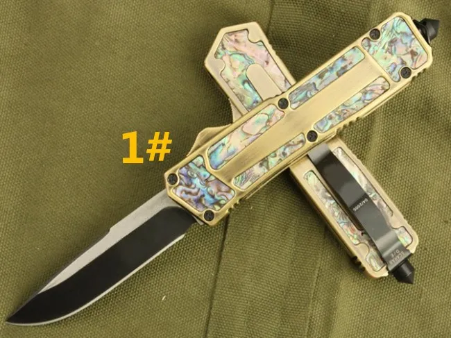 Tavsiye mi scab altın Abalone kabuk 4 modelleri Avcılık Katlanır Pocket Knife Survival Knife Noel hediye erkekler için kopyaları 1 adet freeshipping
