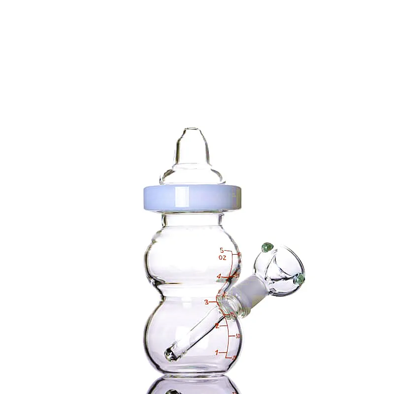 Portable Cute Baby Bottle Small Dab Hookahs Bong Water Pipes for Sale 6 Inches and 14mm Joint