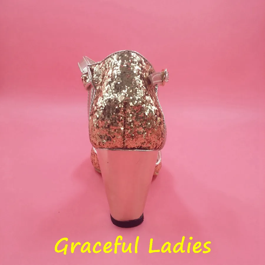 ゴールドグリッタースパーク結婚式の靴の手作りパンプスレザーソール快適なポンプつま先2.5 