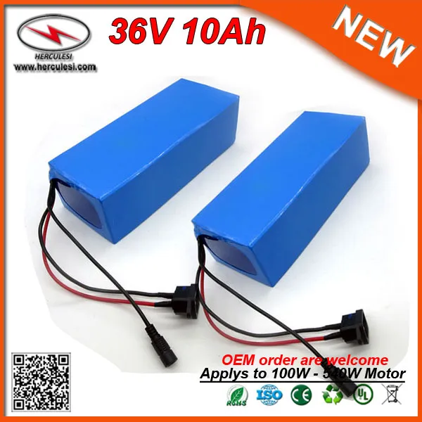 Rechargeable 36v electric bike battery 10ah lithium li ion battery pack 500w bicycle scooter with 15A BMS 2A charger