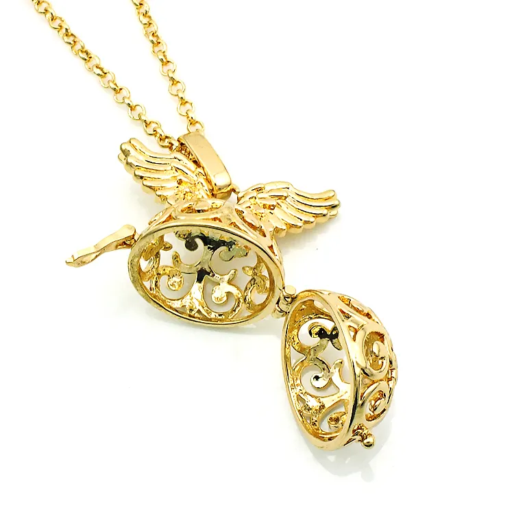 Fashion Pendants Necklace Baby Charms Chime Balls Angel Fly Wing Necklace For Women Jewelry