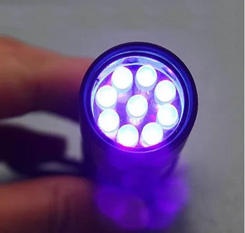 2015 Nova Mini AlumMinum UV ULTRA VIOLETA 9 LED FLASHLIGHT BLACKLIGHT Lâmpada Luz Da Tocha