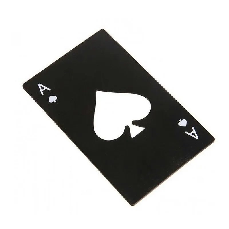 Apribottiglie di birra nera Carte da gioco da poker Asso di picche Strumento bar Apriscatole bibite Regalo Gadget da cucina Strumenti4544129