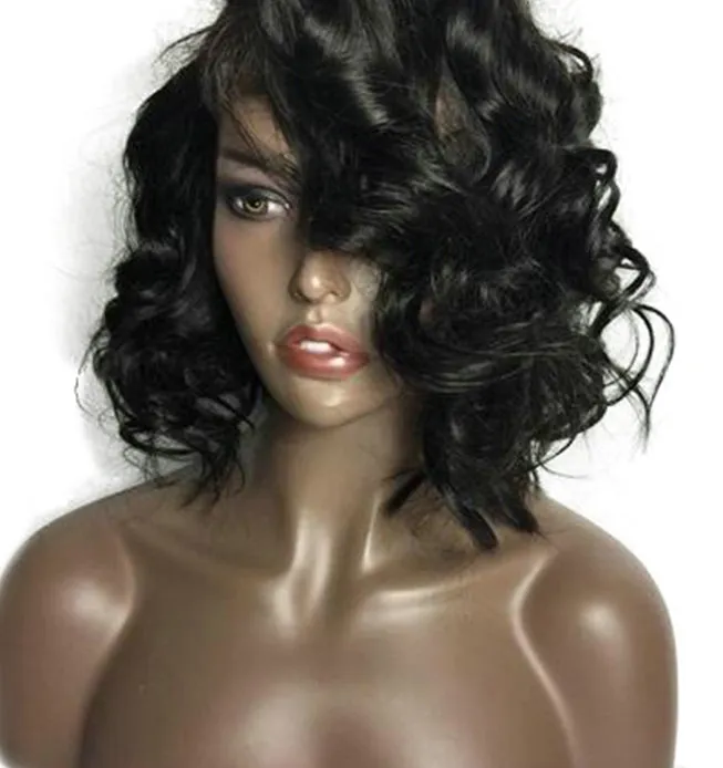 Genomskinlig HD Korta Bob Paryks Brasilianska Curly Wave Lace Front Human Hair Wig För Black Women 130% Densitet Pre Plucked Naturlig Hårlinje