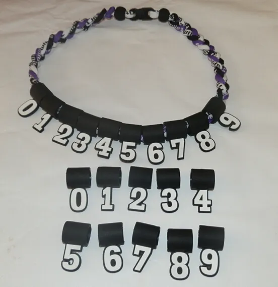 2015 new dhl silicone digital Number Pendant 0-9 for baseball softball titanium necklace