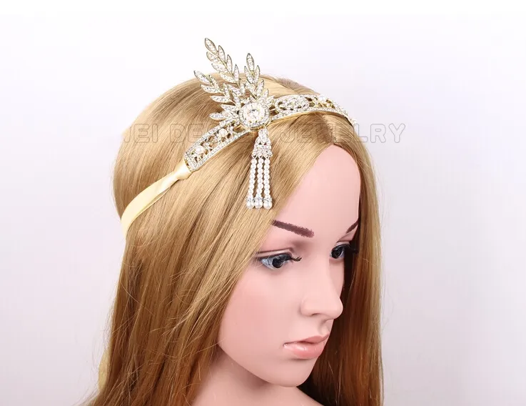 2015 The Great Gatsby Accesorios para el cabello Rhinestone Bride Hair Belts Beach Wedding Head Bands Accesorios TS00172