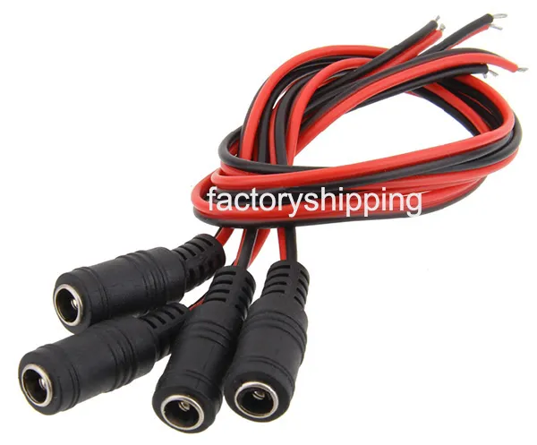 DC Strömkontaktkabel 12V Monitor Connector CCTV Säkerhetskamera Power Pigtail 2.1mm Kvinna Male Kabel FedEx / DHL Gratis frakt