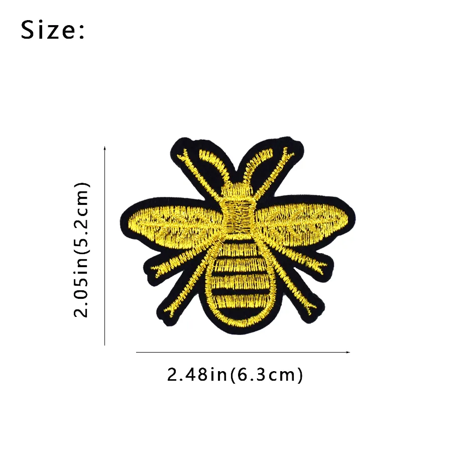 10PCS Gold Bee Embroidered Patches for Clothing Iron on Transfer Applique Patch for Jeans Bags DIY Sew on Embroidery Kids Stickers235z