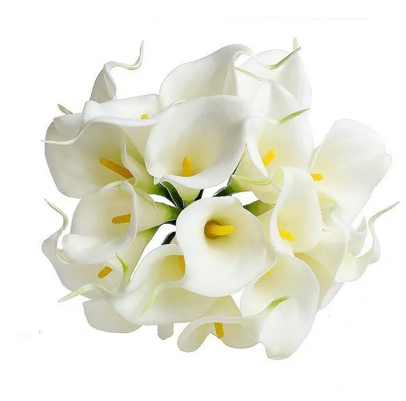 Calla Lily Bridal Wedding BouquetBride Flowers送料無料PU本物のタッチ黄色いミニカルラユリのブーケHP006