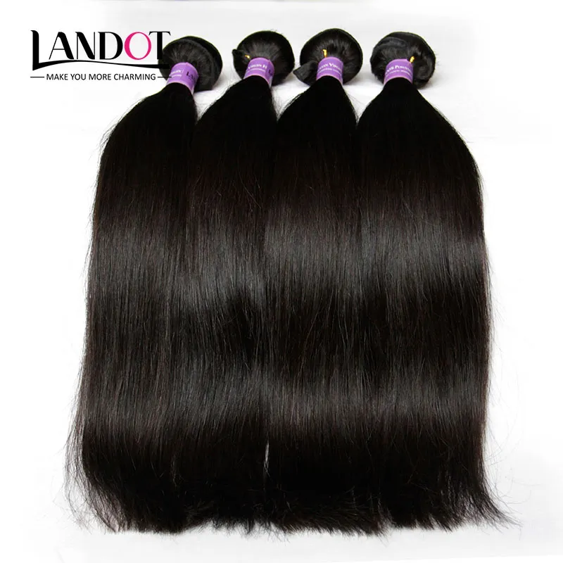 Peruvian Straight Virgin Human Hair Weaves With Closure / Obehandlat Peruvian Hair Weave Buntar med spets Avslutningar Gratis / Mellansdel