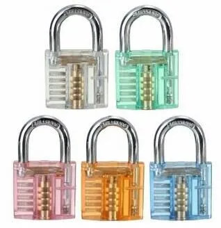 DHL free Colorful Transparent Visible Cutaway Padlock Lock Pick For Locksmith Practice Training door opener auto pick