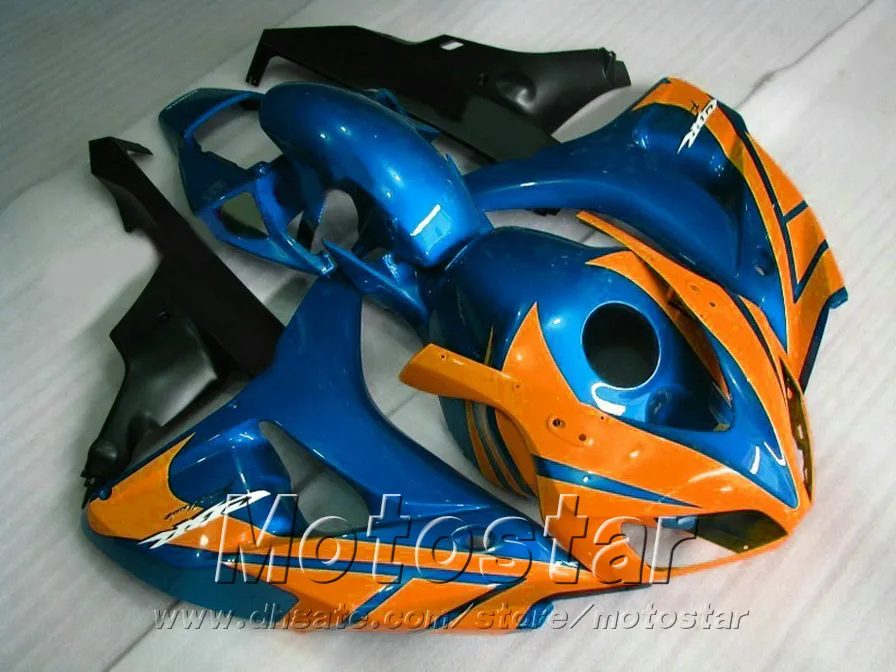 Injektionsgjutning ABS Full Fairing Kit för Honda 2006 2007 CBR1000RR 06 07 Bodywork CBR 1000 RR Black Orange Blue Fairings Set AQ68