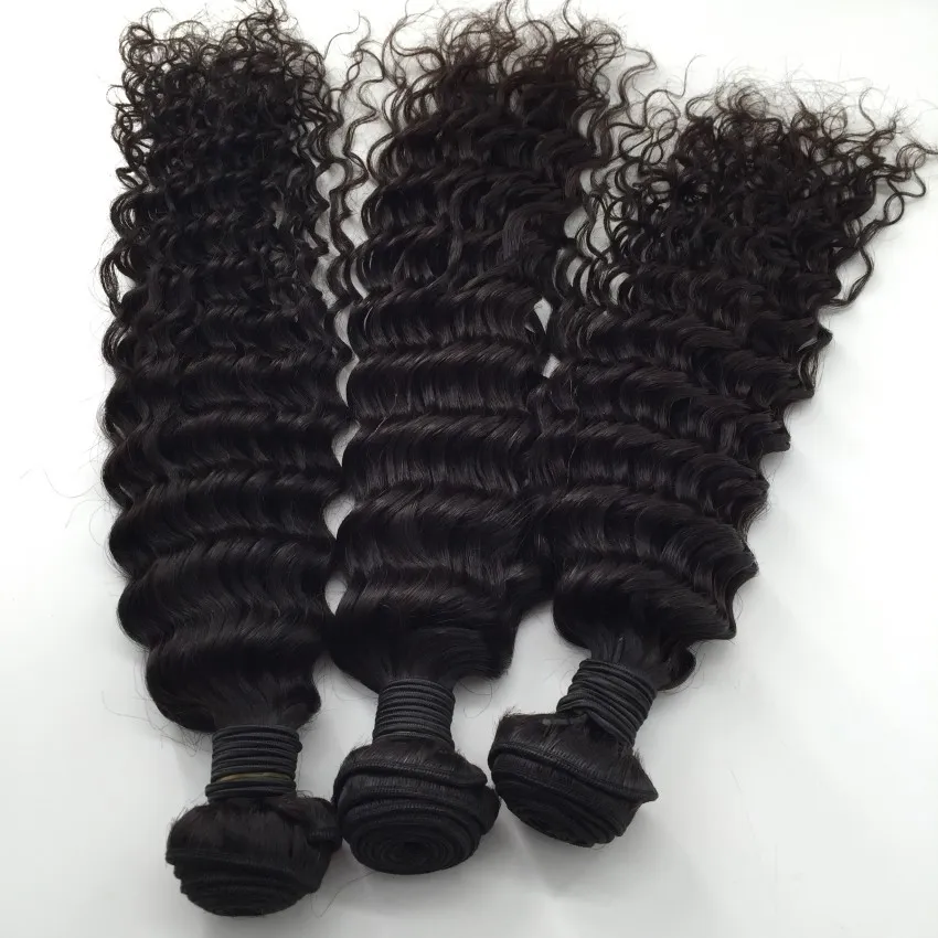 Brazilian Hair Bundles with Closure Ear to Ear Lace Frontal Closure 13*6 Deep Wave Hair Weaves with Lace Closure