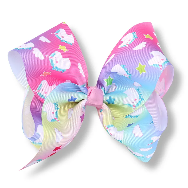 filles Jojo licorne 7 pouces cheveux arcs pinces crocodile grande peinture amour ombre arc-en-ciel bowknot épingles à cheveux chapeaux pompons accessoires HD3514