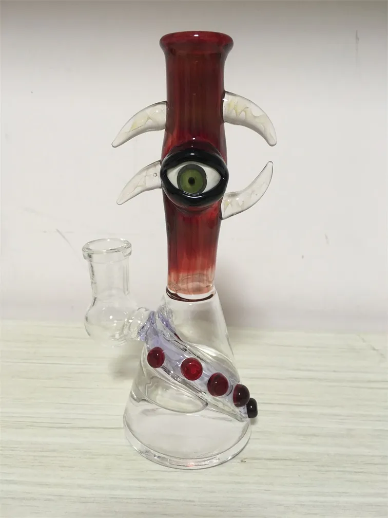 narghilè Red Big Eyes Heady Oil Rigs Tubo in vetro colorato bong ad acqua da 14 mm