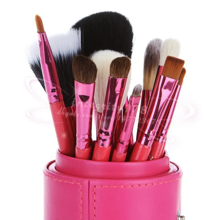 12 st Makeup Brush Set + kopphållare Professionell 12 st Makeup Brushes Set Kosmetiska borstar med cylinderkopphållare / DHL Free