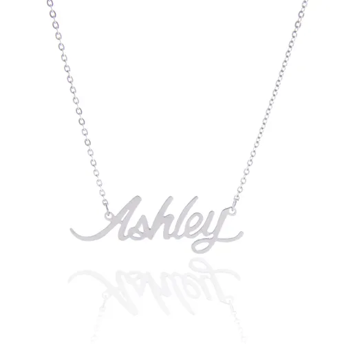 Collana con nome personalizzato lettere iniziali da donna Collana con nome Ashley Ciondolo personalizzato in acciaio inossidabile Namepl203S