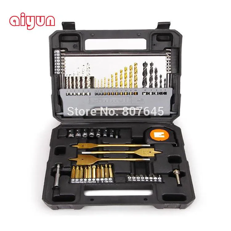 68pcs / set Drill Bits Set Masonry Impact Drill Wood Flat Drill Twist Drill Bit för metall Träbearbetning