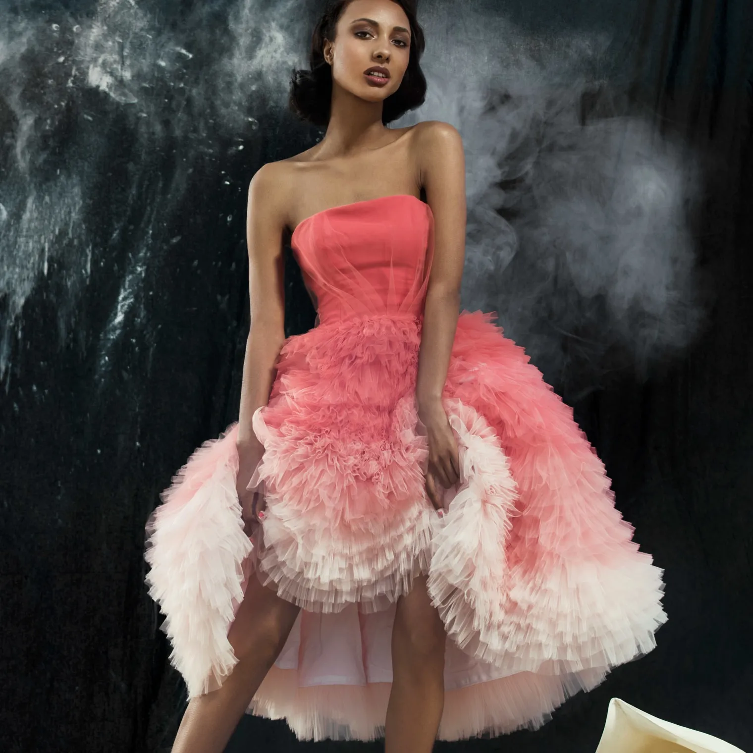 Gradient Rose-Pink Homecoming Sukienka Gorgeous Largeed Puffy Tulle Herbata Długość Prom Dresses Formalne Suknie Wieczorowe Suknia Krótkie Suknie Koktajlowe