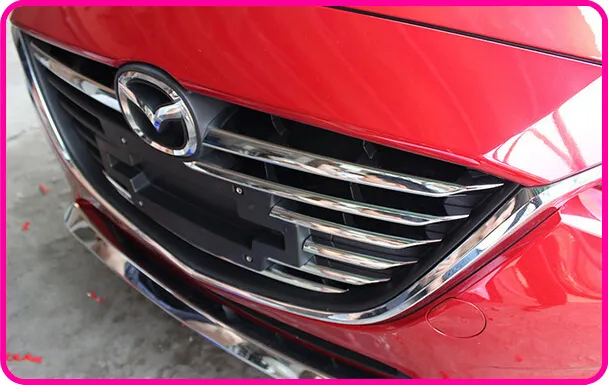 ABS de alta qualidade com carro Chrome front grade decoração guarnição, tira grelha para Mazda Axela 2014-2016