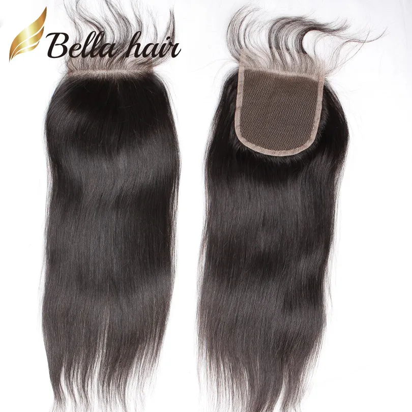 4x4 Straight Top Closure HD / Medium Brown Lace Natural Color Brazilian Peruvian Human Hair Extensions