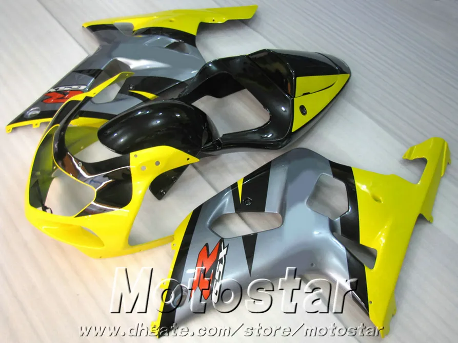 Högkvalitativ kåpasats för SUZUKI GSXR600 GSXR750 2001 2002 2003 K1 silver gul svart GSXR 600 750 kåpa set 01-03 RA16