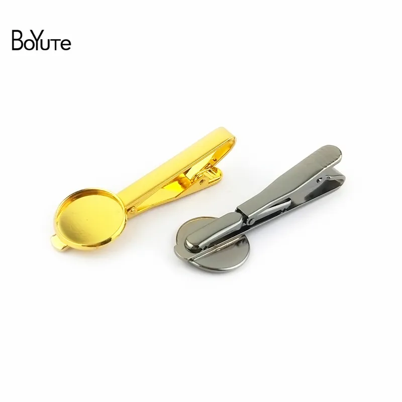 BoYuTe Plated Round 16MM 18MM 20MM Cabochon Base Diy Tie Clip Blank Tray Bezel Jewelry Findings ComponentsGBR