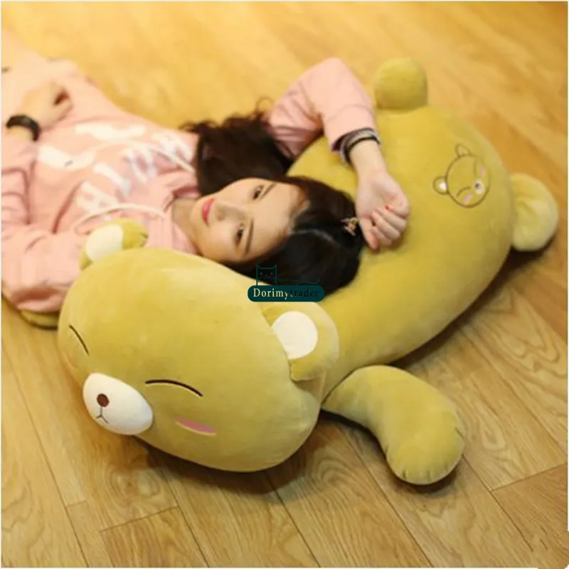 Dorimytrader cuddly soft cartoon sleeping bear plush toy big stuffed anime bears doll pillow baby present decoration 35inch 90cm DY61832