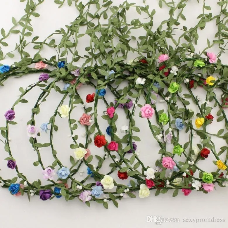 Nytt modebröllop Brudflicka huvudblomma kronan rotting Garland Hawaii Flower Head Wreath Hair Formal Fantastisk grön accessor8965849