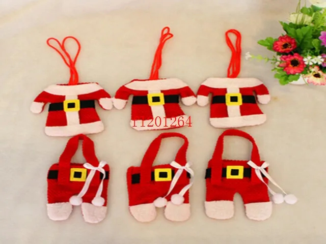 Fedex DHL Wholesale Christmas Decorations Happy Santa Silverware Holders Pockets Dinner Decor