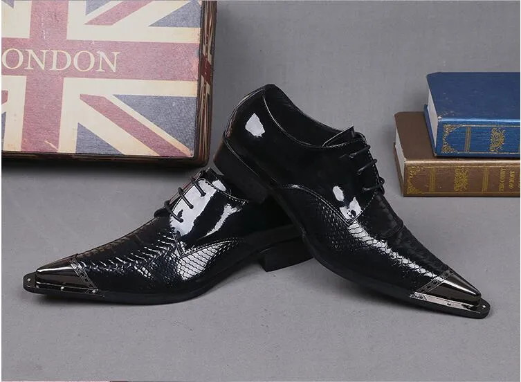 زائد الحجم 38-46 أزياء رجالي أشار تو أحذية الزفاف الإيطالية العلامة التجارية مصمم الثعبان والاحذية جلد طبيعي حزب أوكسفورد