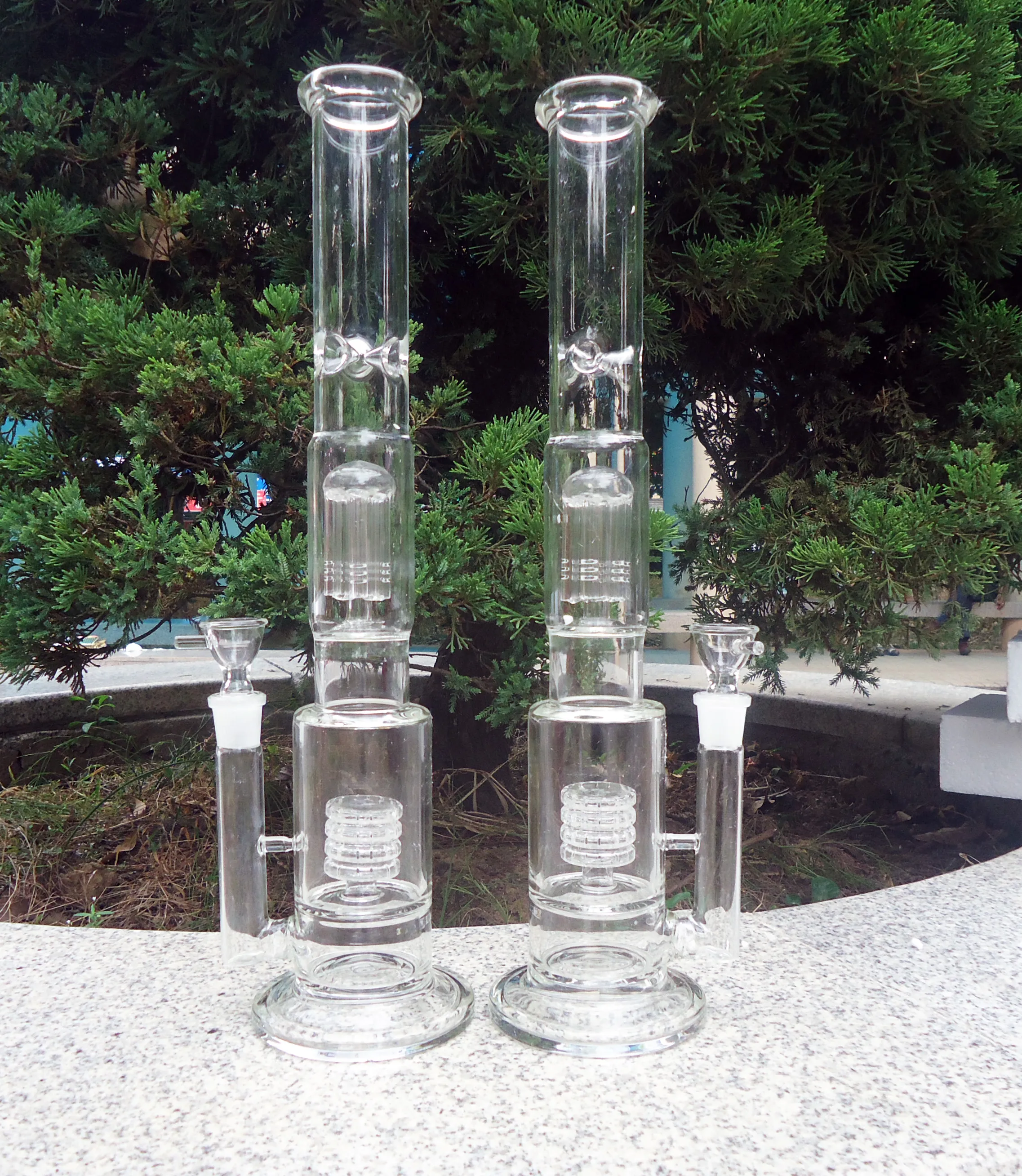 Nya oljeriggar Glasbong Stor vattenpipa Vas Perc Percolator Smoking Piper 18mm Led Tjocka Armar 45CM Höjd vattenpipor