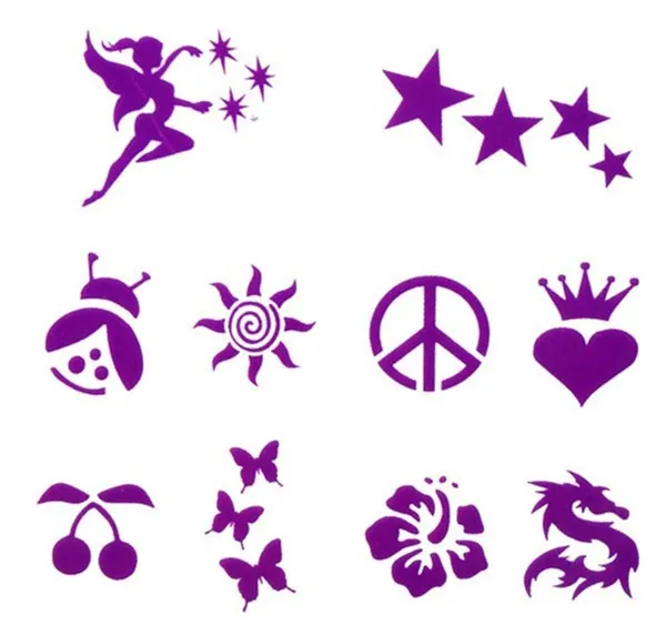 Shimmer Glitter Tattoo Stencils Set Waterproof Body Painting Art
