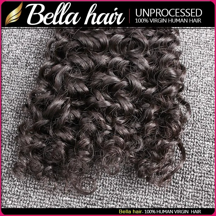 Bella 8A Braziliaanse Haar Bundels Dubbele Inslag Onverwerkte Menselijk Haar Krullend Weave 3 stk/partij Zwarte Kleur Kinky Extensions 8 ~ 30 inch