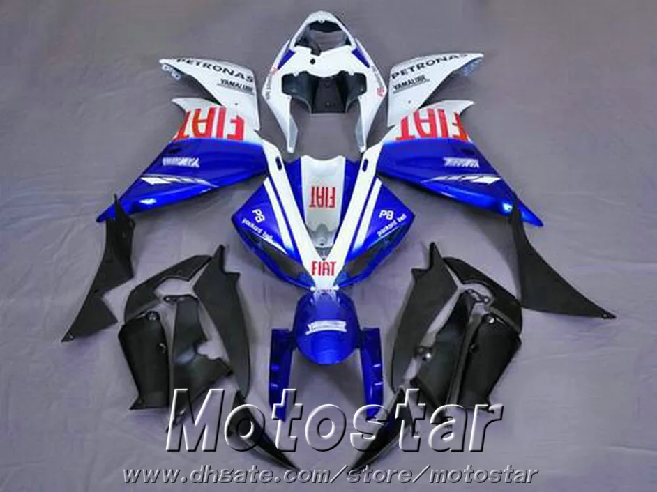 مجموعة fairings المجانية لتخصيص YAMAHA YZF R1 2009-2011 2012 2013 YZF-R1 طقم هيئة fairing أزرق أسود أبيض 09-13 HA40