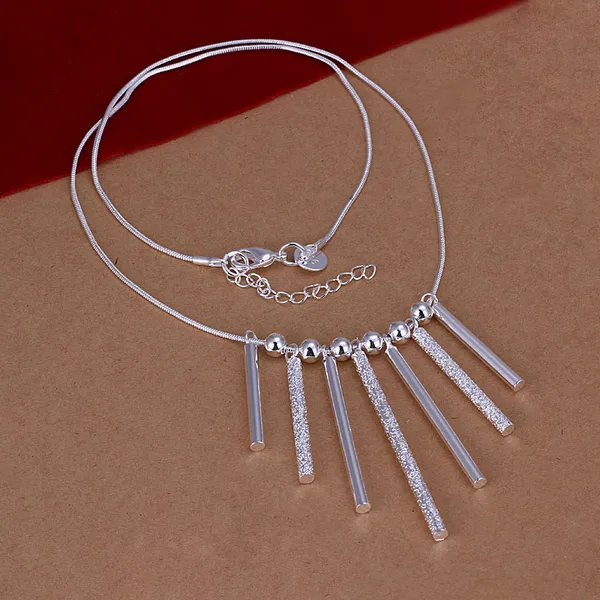 Gratis frakt med spårningsnummer bästa mest heta sälja kvinnors känsliga present smycken 925 silver 7 remsor halsband