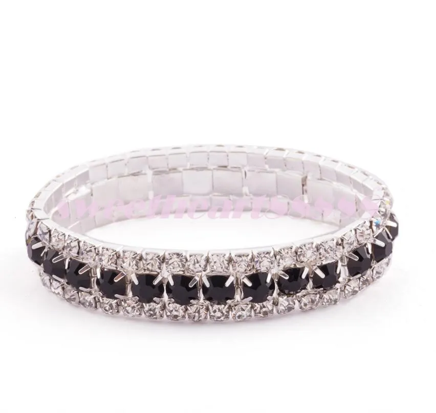 Neue 10 Farben Mode Frauen 3-Reihe Strass Kristall Trims Tennis Frühling Armbänder 6 zoll Schmuck