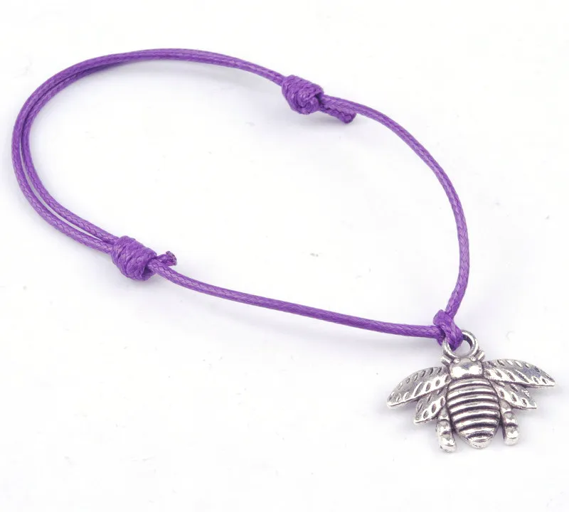 Hot ! Alloy Bee Bracelets DIY Handmade jewelry Wax rope Bracelets wholesale